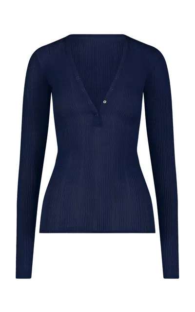 Negative Whipped Henley Top In Navy