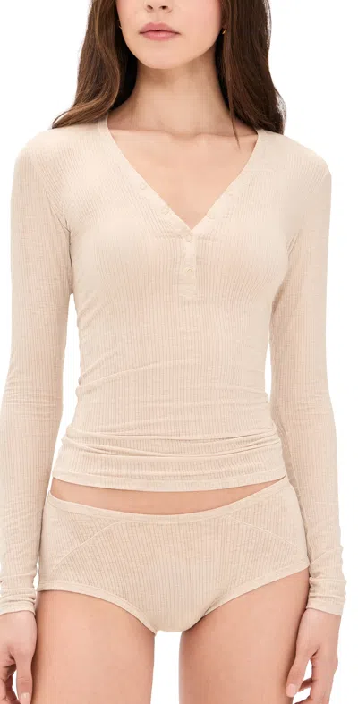 Negative Whipped Henley Top Sand In Pink