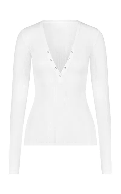 Negative Whipped Henley In White