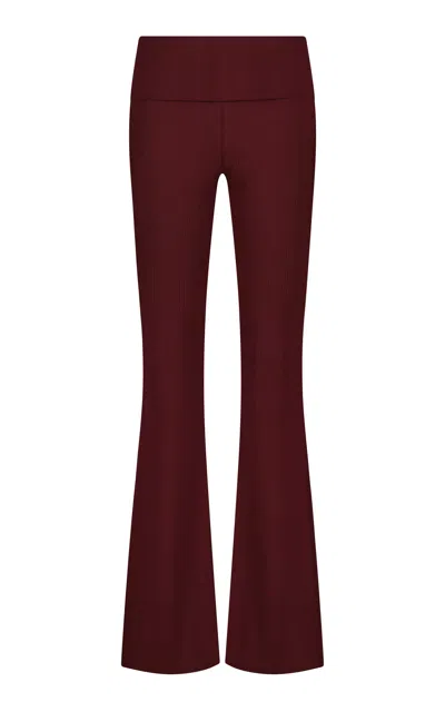 Negative Whipped Jersey Flared-leg Pants In Burgundy
