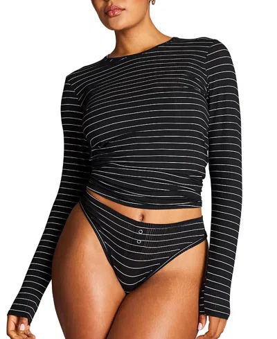 Negative Whipped Long Sleeve Top In Black