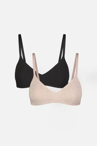 Negative Whipped Non-wire Bra In Sand + Black (pack)