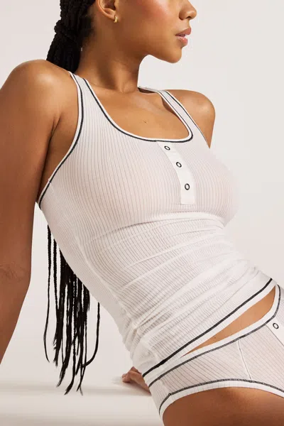 Negative Whipped Racerback Tank In White + Black