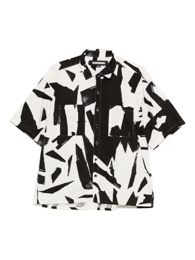 Neighborhood Abstract-print Shirt In Black