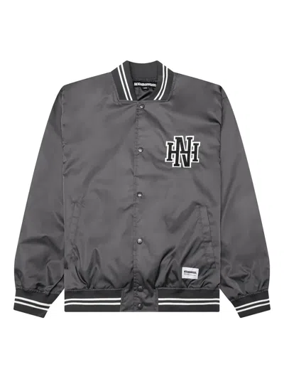 Neighborhood Appliqué Baseball Jacket In Gray