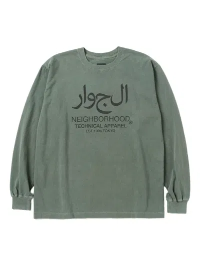 Neighborhood Arabic-logo Long-sleeve T-shirt In Green
