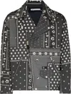 Neighborhood Bandana Print Cotton Biker Jacket In Grey
