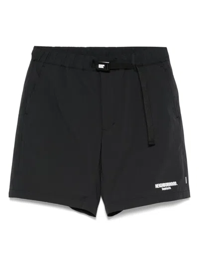 Neighborhood Belted Climbing Shorts In Black