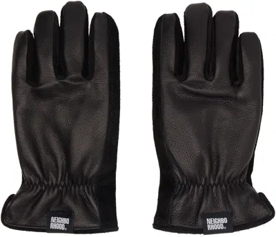 Neighborhood Black Leather Boa Gloves