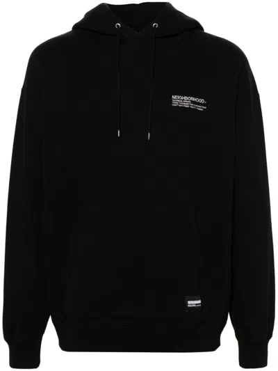 Neighborhood Black Logo-embroidered Cotton Hoodie