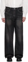 Neighborhood Black Washed Denim Dp Wide Jeans In Black