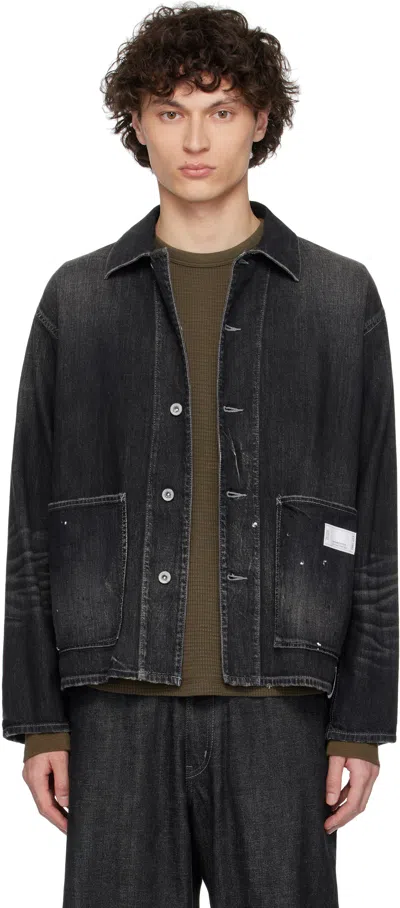 Neighborhood Black Washed Lw Coverall Denim Jacket