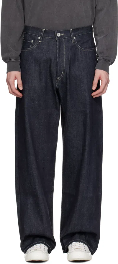Neighborhood Blue Rigid Denim Dp Wide Jeans In Indigo