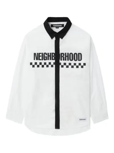 Neighborhood Check-print Cotton Shirt In White