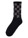 Neighborhood Checkerboard Pattern Socks In Black