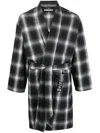 Neighborhood Checkerboard Print Belted Coat In Black