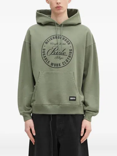 Neighborhood Circular-logo Hoodie In Green