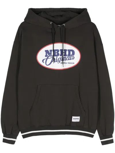 Neighborhood College Ls Logo-print Hoodie In Black