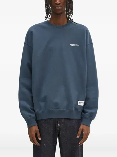 Neighborhood Crew Neck Logo Sweatshirt In Blue