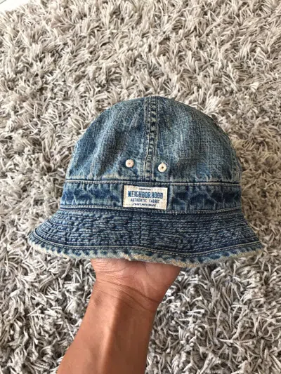 Pre-owned Neighborhood Denim Bucket Hat In Blue Jean