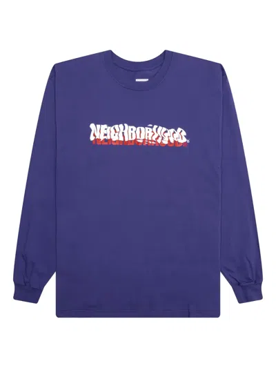 Neighborhood Distorted-logo Long-sleeve Sweatshirt In Blue