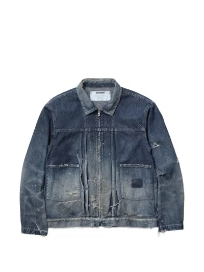 Neighborhood Distressed Denim Jacket In Blue