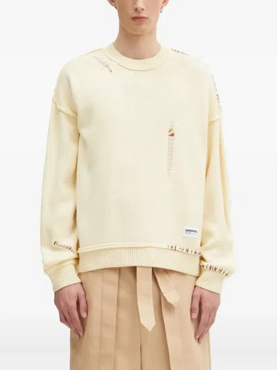 Neighborhood Distressed Detail Crew Neck Sweater In Neutral