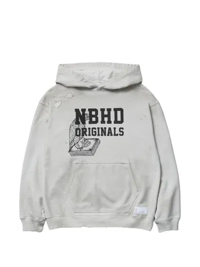 Neighborhood Distressed Graphic-print Hoodie In Gray