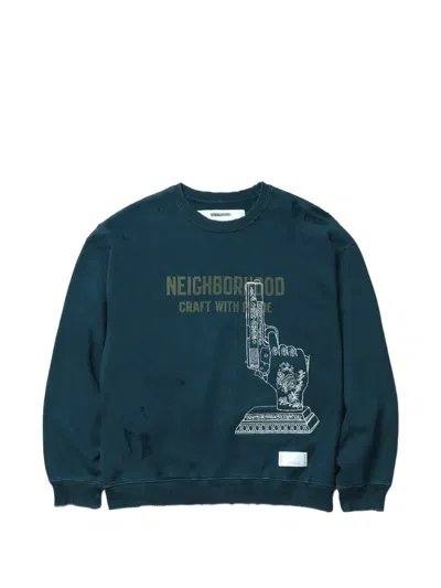 Neighborhood Distressed Graphic-print Sweatshirt In Blue