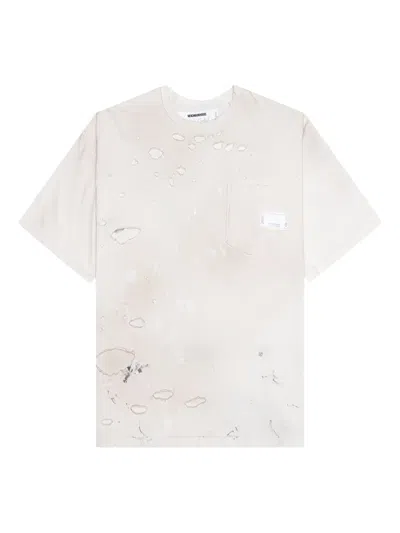 Neighborhood Distressed-print Pocket T-shirt In White