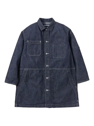 Neighborhood Double-pocket Denim Jacket In Burgundy