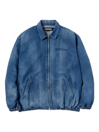 Neighborhood Embroidered-logo Denim Jacket In Blue