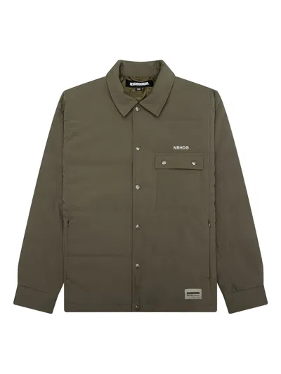 Neighborhood Embroidered-logo Shirt Jacket In Brown