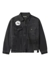 Neighborhood Embroidered-patch Denim Jacket In Black
