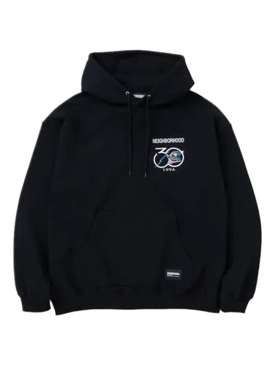 Neighborhood Embroidered-patch Hoodie In Black