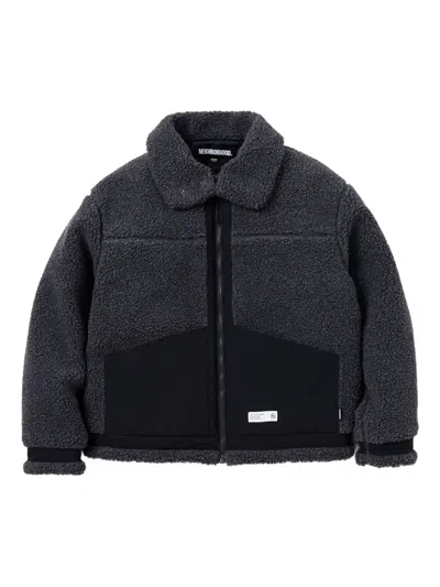 Neighborhood Fleece Panelled Jacket In Gray
