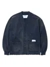 Neighborhood Frayed-hem Buttoned Sweatshirt In Blue