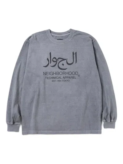 Neighborhood Front-print Long-sleeve Sweatshirt In Gray