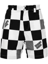 Neighborhood Gingham Logo Print Shorts In Black