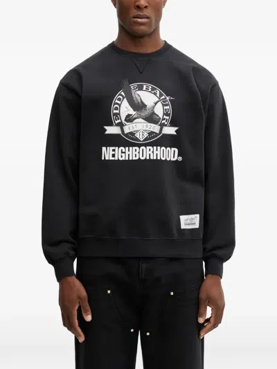 Neighborhood Graphic Crew-neck Sweatshirt In Black