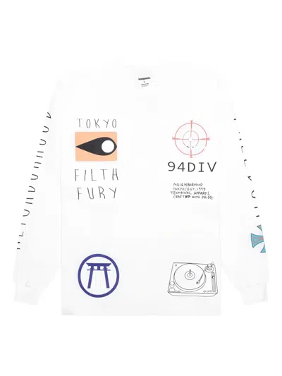 Neighborhood Graphic Long-sleeve Sweatshirt In White