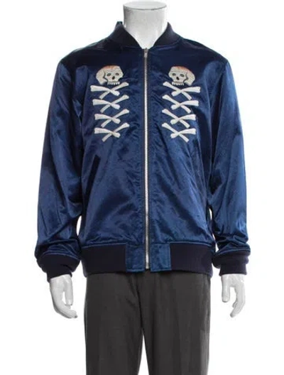 Pre-owned Neighborhood Graphic Print Bomber Jacket W/ Tags In Blue