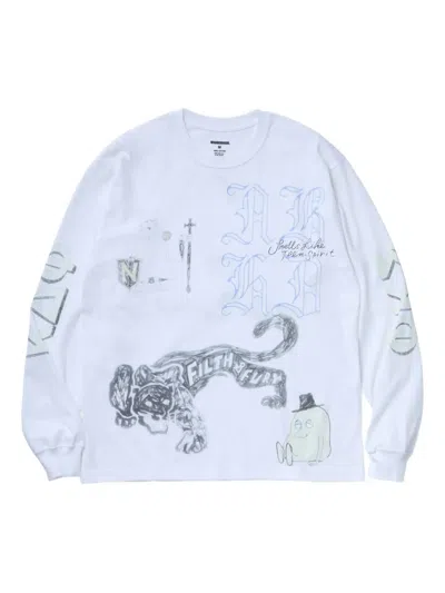 Neighborhood Graphic-print Long-sleeve T-shirt In White