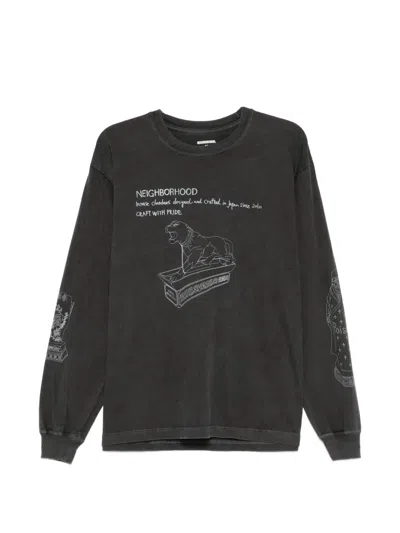 Neighborhood Graphic-print Long-sleeve T-shirt In Gray