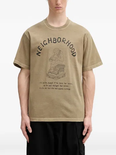 Neighborhood Printed Cotton-jersey T-shirt In Brown