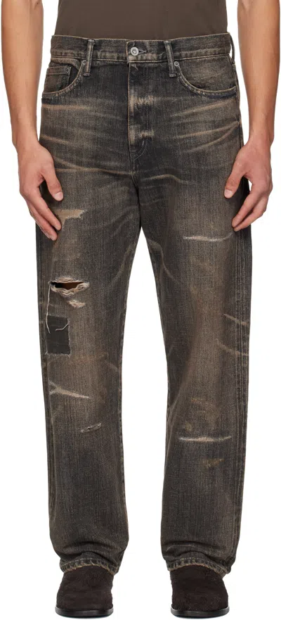 Neighborhood Savage Straight-leg Distressed Jeans In Black