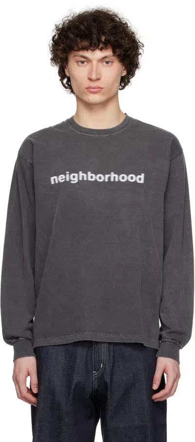 Neighborhood Gray Nh. Ls-3 T-shirt In Black