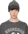 Neighborhood Gray Washed Cable Beanie In Black