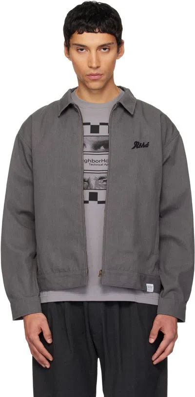 Neighborhood Gray Zip Denim Work Jacket