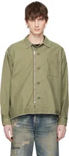 Neighborhood Green Untrimmed Zip Ls Shirt In Olive Drab